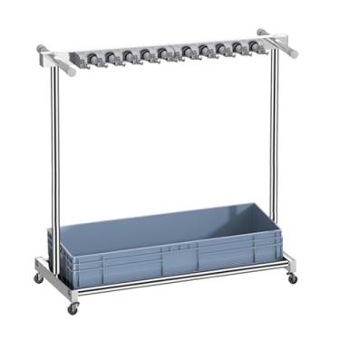 Imagem de TRGCJGH Carrinho de limpeza Organizador de limpeza com prateleiras Suporte de esfregão para vassoura Carrinho de limpeza multifuncional e organizador de ferramentas (127 cm/50 pol, 10 compartimentos e