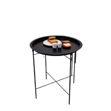 Imagem de Mesinha Lateral Para Sala, Mesa de Canto Dobrável com Pés de Metal, Mesa Redonda Lateral com Bandeja Removível - 47x47x50CM(Aleatorio)