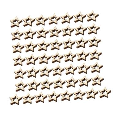 Imagem de FashionCha Estrela Oca em Madeira Ornamentos de Madeira - Painéis Decorativos Versáteis para Pendurar, 50 Unidades de 1 Cm