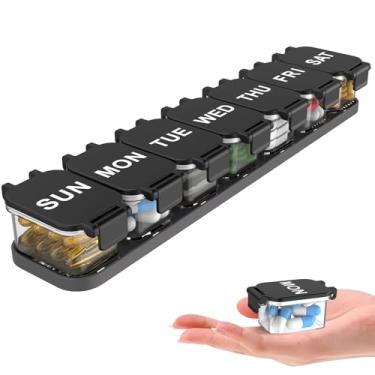 Imagem de Organizador semanal extra grande de comprimidos para 7 dias – caixa de comprimidos diária portátil com 7 compartimentos removíveis, suporte de vitaminas e organizador de medicamentos para suplementos