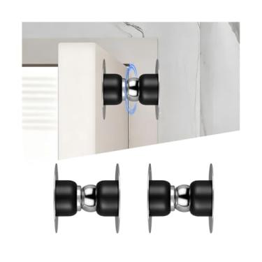 Imagem de FALVFUN 2 peças de suporte magnético para porta de trailer, trava de porta de trailer de aço inoxidável forte, sem perfuração, rolha de bagagem, universal para trailer, trailer de viagem (preta)