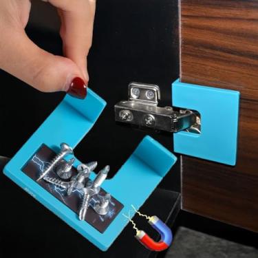 Imagem de Peça de fixação de dobradiça de ângulo reto de 90° com dobradiça magnética forte peça de instalação de ferragens para casa acessórios de costura de porta