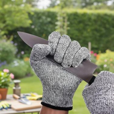 Imagem de Luvas resistentes a cortes - Luvas de segurança protetoras antiderrapantes, luva anticorte reutilizável para oficina de cozinha e mais, Cinza, G