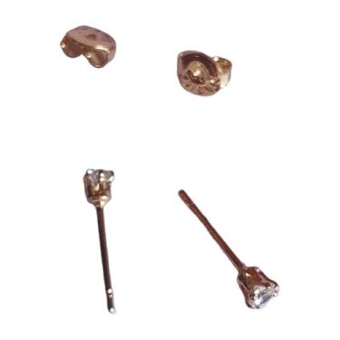 Imagem de Brincos Folheados a Ouro com Pedra em ABS, Dourado, 0,3 mm de diãmetro Estilo Casual, Feminino