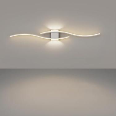 Imagem de Conjunto de luminárias de parede lineares minimalistas em estilo nórdico - Design moderno e simples com grades para sala de estar e quarto, iluminação moderna para cabeceira (H)