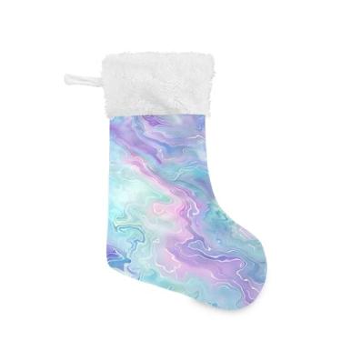 Imagem de GakkiGii Pacote com 2 meias de Natal onduladas de água, decoração grande para pendurar na parede da árvore da lareira, 45 x 31 cm