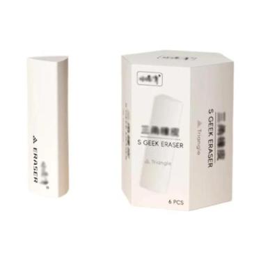 Imagem de Borracha Triangular Branca Macia Pacote Com 6 Para Escrita Desenho Esb