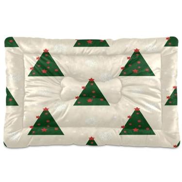 Imagem de SEHANY Cama de árvore de Natal em aquarela para cães e gatos com fundo antiderrapante, caixa de canil, colchão macio para animais de estimação, lavável para cães pequenos, médios e grandes, gatos, 61