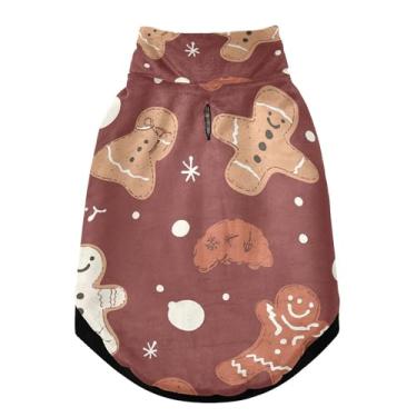 Imagem de SEHANY Casaco de Natal de gengibre para cães pequenos, superquente à prova de vento, jaqueta de inverno macia e aconchegante para animais de estimação para clima frio na neve com coleira para animais