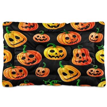 Imagem de SEHANY Cama de Halloween Pumpkins para cães e gatos com fundo antiderrapante, cama de canil, colchão macio para animais de estimação, lavável para cães pequenos, médios e grandes, gatos, 61 x 45 cm
