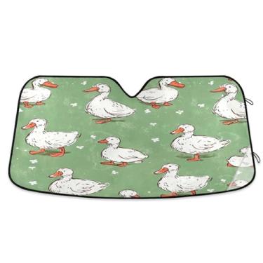 Imagem de ATTX Para-brisa de carro Cute Ducks 134.6 cm x 59.7 cm Protetor solar universal com proteção UV, persiana de janela frontal automática dobrável para caminhões Sedans SUVs #650