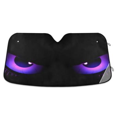 Imagem de ATTX Para-brisa de carro Blue Evil Eyes 139.7 cm x 70.1 cm Escudo solar universal com proteção UV, persiana de janela frontal automática dobrável para caminhões Sedans SUVs #11
