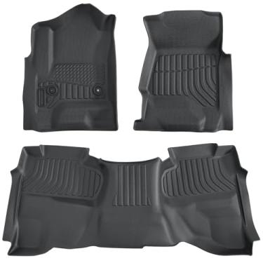 Imagem de Priprilod Tapetes de carga TPE, compatíveis com Chevy Silverado GMC Sierra 1500 2014-2018, 2500HD 3500 HD 2015-2019, serve apenas para cabine dupla estendida