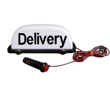 Imagem de FUNGNLY Luz de sinal de entrega de 12 V para carro, placa de táxi magnética à prova d'água iluminada no teto da cabine de táxi, placa de entrega, base selada de luz LED com cabo de alimentação de 3 m,