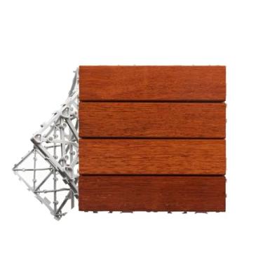 Imagem de Conjunto de 11 azulejos de deck de madeira, azulejos interligados 30 x 30 cm Ferramentas cortáveis de piso de conexão quadrada Montagem gratuita Ótima drenagem para pátio jardim varanda pavimento B