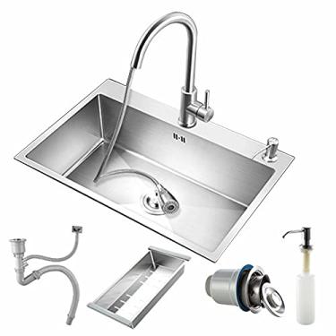 Imagem de Conjunto de pia e torneira de cozinha, pia de cozinha para estação de trabalho, pia de aço inoxidável, conjunto de água de tigela única com filtro, etc., para pia de cozinha, pia de bar ou pia externa