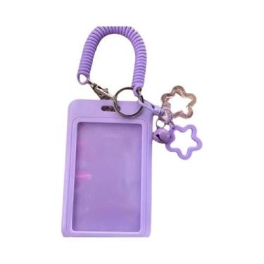 Imagem de Porta-Cartão De Identidade Retrátil Colorido Em Plástico Com Chaveiro 