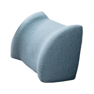 Imagem de OIIBWQ Almofada de apoio lombar ergonômica e confortável em esponja para uso em poltronas reclináveis, carros, sofás e poltronas de trabalho, Azul Claro