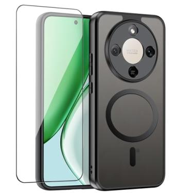 Imagem de QUIETIP Capa magnética para Honor Magic 8 Lite/Honor X9d com protetor de tela, [compatível com MagSafe] Capa de proteção contra quedas fosca translúcida, preta