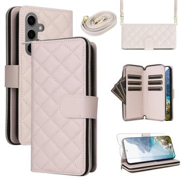 Imagem de Asuwish Capa de telefone para Samsung Galaxy S25 Plus S25+ 5G Capa carteira com protetor de tela de vidro temperado, alça de suporte para cartão com zíper de célula PU S25Plus 25S + S 25 25+ SM-S936U