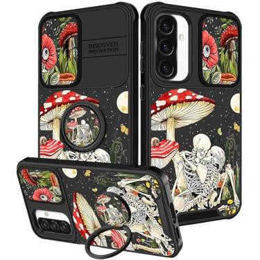 Imagem de Funermei Capa para celular Samsung Galaxy A36/A56 5G - Capa de telefone feminina bonita estética cogumelo esqueleto com capa de câmera e suporte de anel Funda para Samsung A36/A56 5G