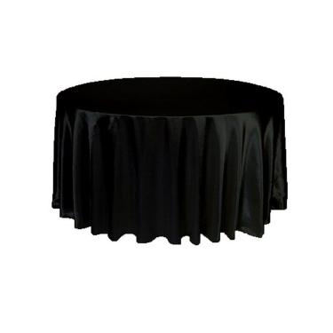 Imagem de Kit 10 Toalha De Mesa Redonda Cetim Seda Preto 1,50M Festa