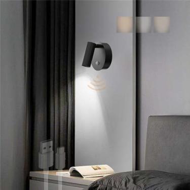 Imagem de GZZBMY Lâmpada de parede com bateria LED com detector de movimento Lâmpadas de parede magnéticas internas com interruptor de toque 3 modos de cor regulável rotação 350° iluminação de parede sala de