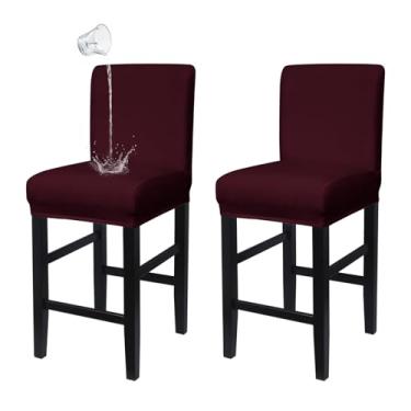 Imagem de NICEEC Capas de banco de bar com encosto elastano elástico capas de assento de banco de bar repelentes à água capas de cadeira de balcão de altura removível lavável capa retangular para cozinha, sala