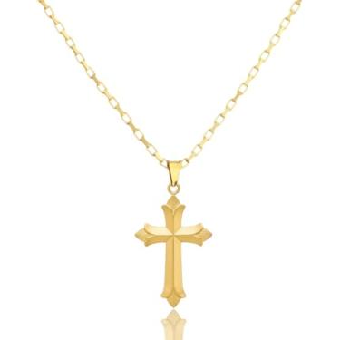 Imagem de Cordão Cruz Espelhada Banhado A Ouro 24K Masculino