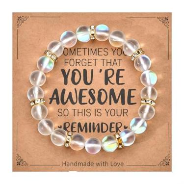 Imagem de Pulseiras de contas presentes para mulheres e homens, pulseira elástica de pedra natural feita à mão, pulseiras de amizade para casais, One Size, Vidro, Sem Pedra Preciosa