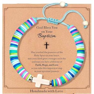 Imagem de Pulseira de cruz de batismo para meninas, confirmação de primeira comunhão, presentes de bênçãos para adolescentes e meninos, presentes religiosos ajustáveis para jardim de infância pré-escolar para