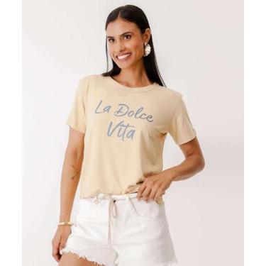 Imagem de Blusa Feminina Estampa Frase Manga Curta Marisa-27010, Bege, M