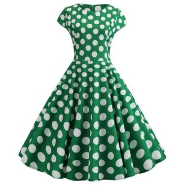 Imagem de Vestido Vintage Feminino Dos Anos 1950 Com Estampa De Poá E Manga Curt