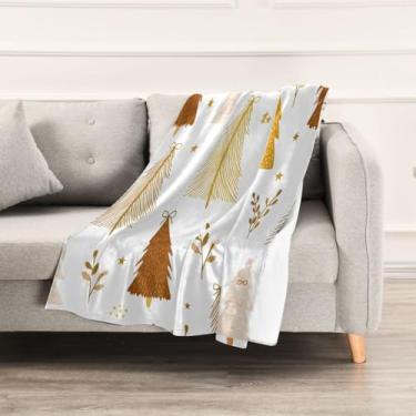 Imagem de Wassud Cobertores e mantas de Natal 152,4 x 228,6 cm, cobertor marrom de árvore de Natal para sofá, cadeira, decoração de casa