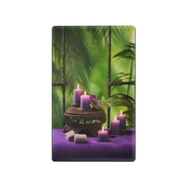 Imagem de Wassud Placa de cobertura de interruptor de luz de vela roxa, 1 capa de tomada em branco placa de parede decorativa decoração de casa sala de estar quarto