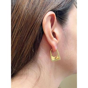 Imagem de Brinco Argola Orgânico Banho Ouro 2 Milésimos com Verniz Italiano - 1 