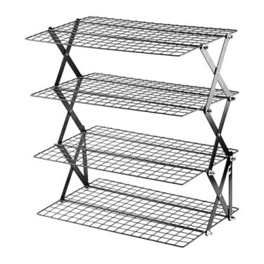 Imagem de Ｂｅｓｇａ Grelha de resfriamento para assar, suporte para alimentos, tortas, pizzas, fácil de limpar, organizador de cozinha, grelha dobrável de arame para, 4 Níveis