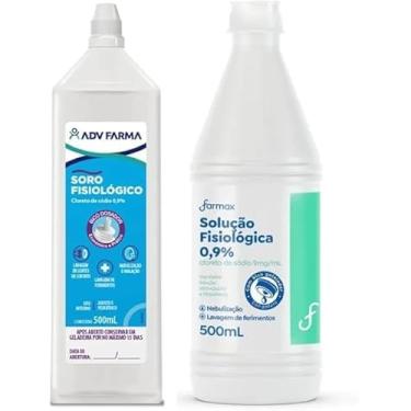 Imagem de Kit 10 Soro Fisiológico 500ml Com Bico Gotejador ADV ou Farmax