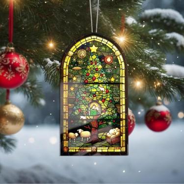 Imagem de Enfeites de Natal, árvore de cristal, enfeites de árvore de Natal feitos à mão, decoração de carro e casa - presentes de Natal, decoração de artesanato em acrílico, ideias de troca de presentes para