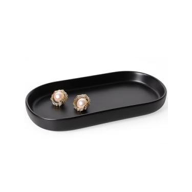 Imagem de INGOFIN Bandeja de cerâmica para banheiro de 18 cm - Bandeja organizadora de banheiro para perfume, joias, velas, bandeja de sabão pequena para balcão de cozinha, decorativa para penteadeira de