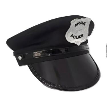 Imagem de Chapéu Temático Quepe, Estilo Marinheiro/Policial/Capitão, Poliéster/Algodão, 12x23cm, Diâmetro 58cm, para Carnaval e Festas à Fantasia