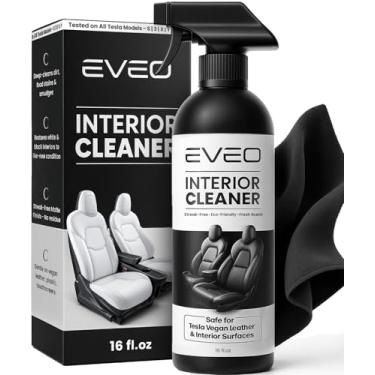 Imagem de EVEO Kit de limpeza de interiores Tesla – limpador de assento Tesla (473 ml) limpador de assento Tesla, kit de limpeza interior Tesla - limpador de couro para carro para couro vegano preto e branco |