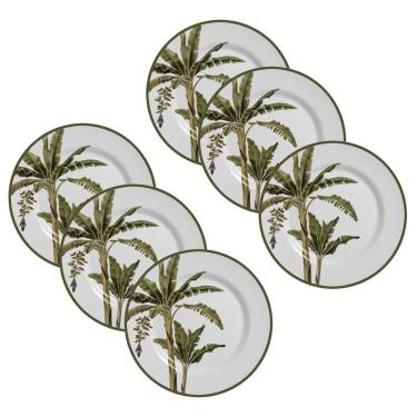 Imagem de Jogo 6 Pratos De Sobremesa De Cerâmica 20cm Malibu Coqueiro Alleanza 1ª Linha