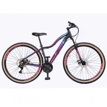 Imagem de Bicicleta Feminina Aro 29 Ksw Mwza Alumínio 27v Freio A Disco Mecânico Garfo Com Suspensão preto-pink-Azul Tam: 17