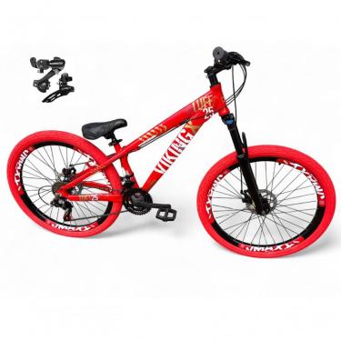 Imagem de Bicicleta Aro 26 Vikingx Tuff Câmbios Shimano 21v Freeride Freio A Disco Aro Vmaxx Pneu Flame vermelho X25