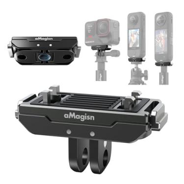 Imagem de aMagisn Base de liberação rápida magnética de metal para Insta360 AcePro2/AcePro/Ace/X5 Adaptador magnético de interface dupla, acessórios de base para câmera de ação