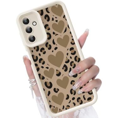Imagem de CASBST Capa para Samsung Galaxy A25 5G, design de padrão criativo, capa de silicone líquido, moldura mais grossa à prova de choque e resistente a arranhões para Samsung A25 - corações de leopardo