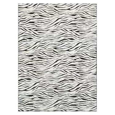 Imagem de YIHOUSE Tapetes de área de 1,8 m x 2,5 m, tapete lavável abstrato, tapete preto e branco, tapetes macios, antiderrapantes, para salas de estar espaçosas, quartos principais, sala de jantar, decoração