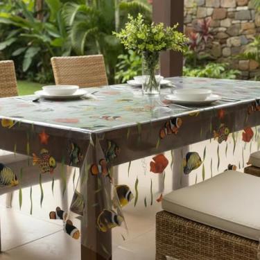 Imagem de Genérico, Toalha Mesa Plástico Praia Mar Peixes Aquário 2,20x1,40 Mts