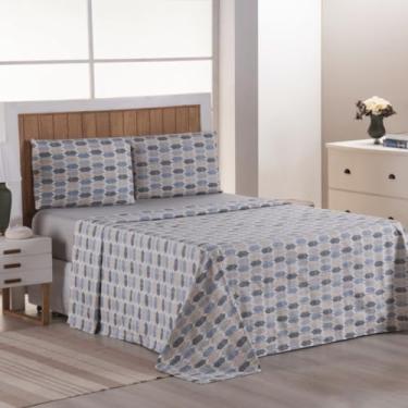 Imagem de Lençol 4 Peças 400 Fios Solteiro/Casal/Queen Estampa Exclusiva Floral Geométrico(Geométrico - 02,Casal Padrão 4 Peças)